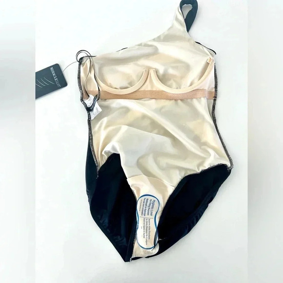 Miraclesuit Matrix Black Striped One Shoulder One Piece Swimsuit Size 8, NWT - Picture 6 of 11